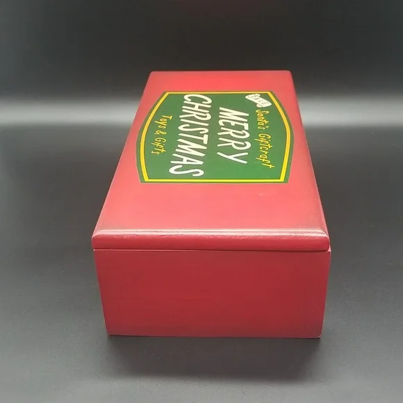 Restoration Hardware "Santa's Giftcraft Merry Christmas Toys & Gifts" Wood Box - Picture 6 of 12